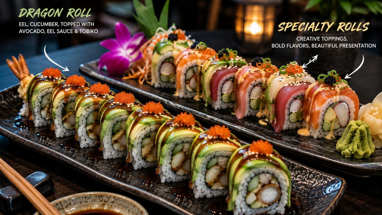 Dragon Rolls and Specialty Rolls sushi