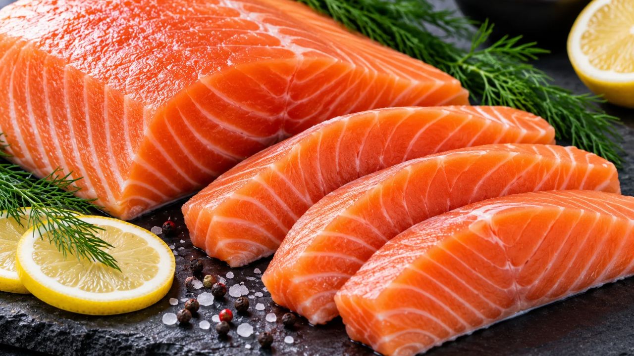 Fresh salmon nigiri sushi